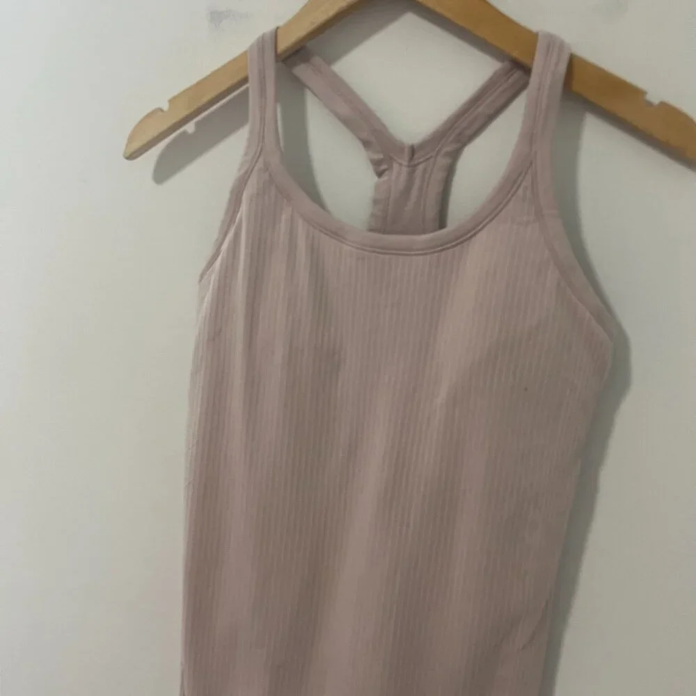 Lululemon Light Pink Ribbed Racerback Workout Tank Size 6 - Picture 2 of 5